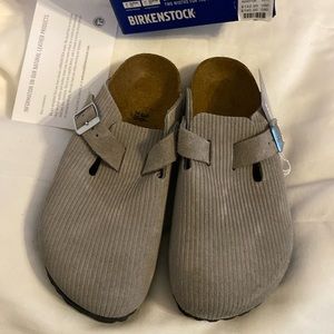 Birkenstock Boston BS Corduroy Stone Coin Gray Sz 36 Women 5 *100% Authentic NIB